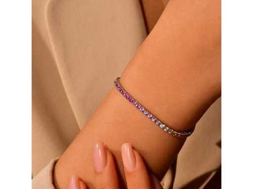 Magnifique bracelet saphir naturel multicolore de luxe 5,64 carats en or blanc 18 carats