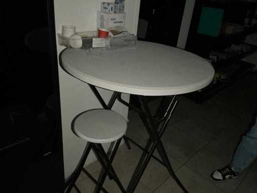 Table debout pliante et 1 tabouret de bar