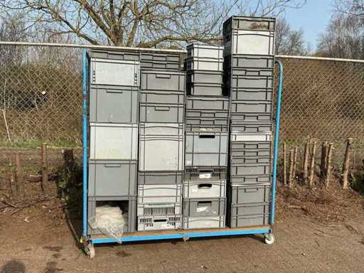 Batch of stacking crates in cart | approximately 90 pieces