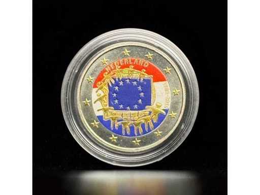 Nederland 2 Euro Herdenkingsmunt 2015, Europese vlag, gekleurd, verguld, oplage: 10.000 | GRATIS VERZENDING DOOR DE HELE EU