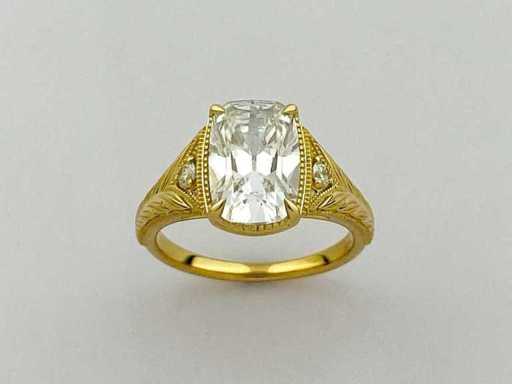 14 KT geelgouden ring met 3,20 cts laboratoriumgekweekte diamant