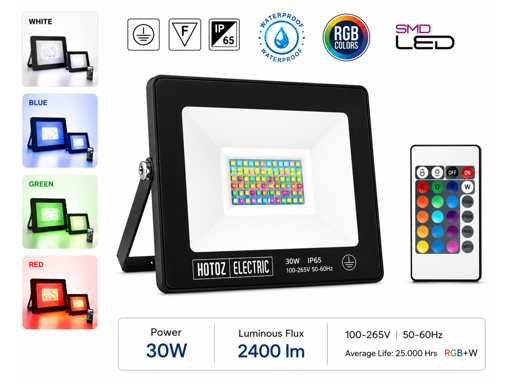 4 x RGB LED Floodlight 30W - Zwart – IP65 – REMIX-30
