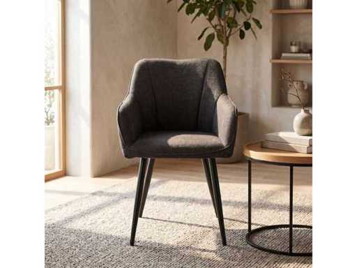 Set of 4 Dining Chair Tub with Armrest Grey