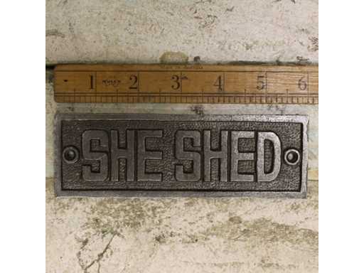 (3x) IJzeren Muurplaat - She Shed - 15 cm
