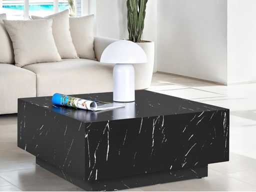 Vierkante salontafel met poot, marmeren look