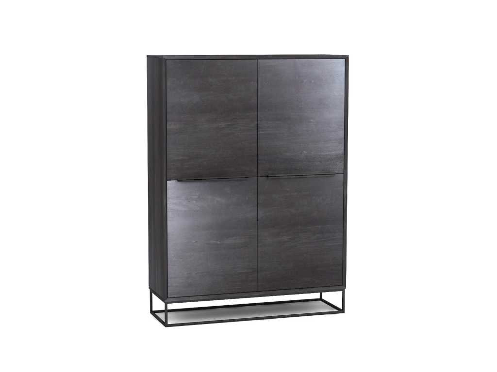 Assembled bar cabinet TOULON 120 cm in solid wood black