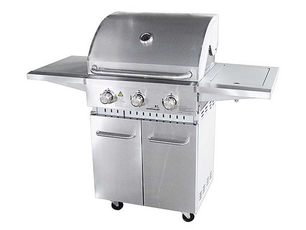 Stainless Steel Gas Barbecue - 3 burners with side burner