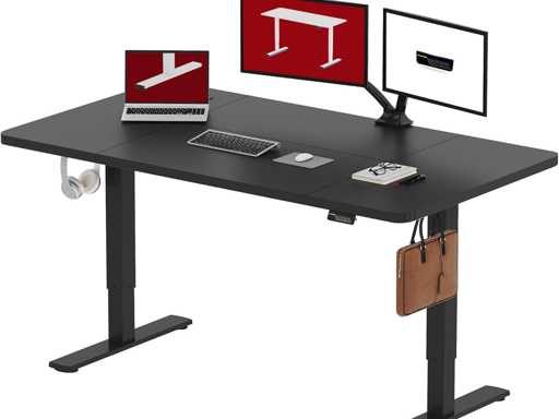 Bureau Assis Debout Électrique 160x60 cm, Bureau Debout Réglable en Hauteur