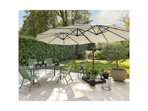 XXL dubbele cantilever parasol, kruisvoet, 360° roterende beschermhoes, UV80+ bescherming, ca. 460 x 270 cm - antraciet