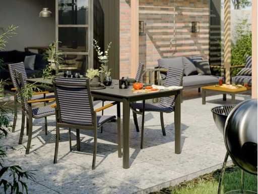 Rechthoekige tuintafel NATERIAL Dora II alu/duraboard grijs, 6 personen