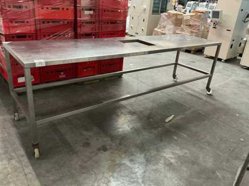 Sewerproof steel mobile work table