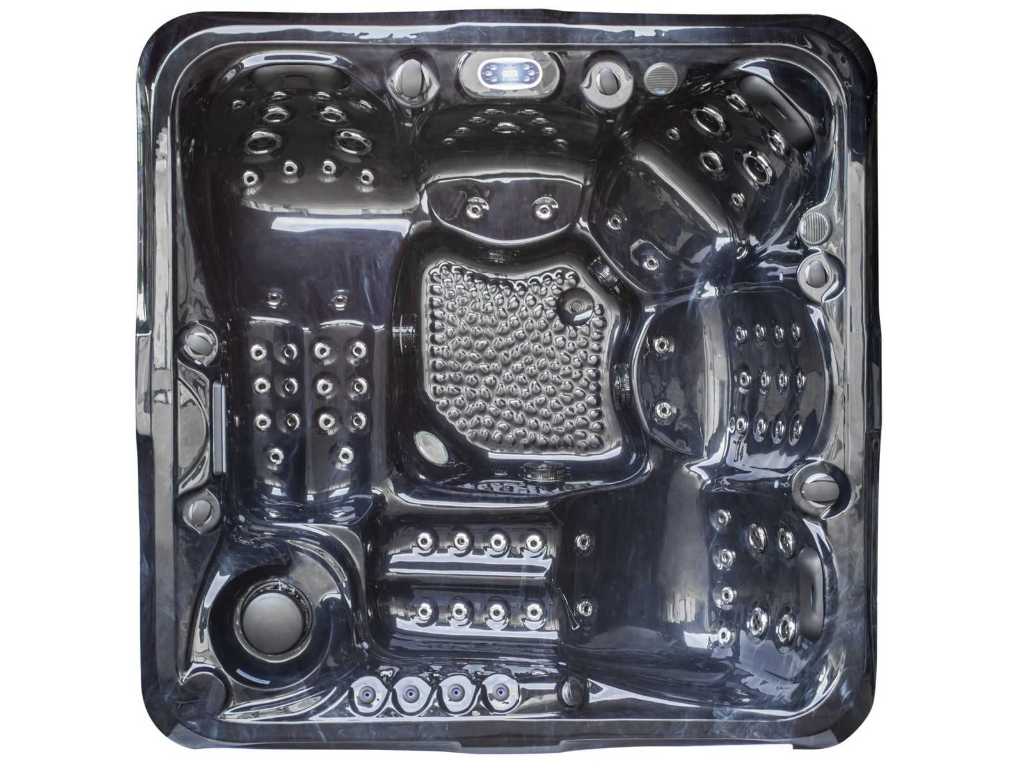 Outdoor Spa 5-persoons 210x210 cm - Zwart bad / antraciete zijkant - Incl. Bluetooth
