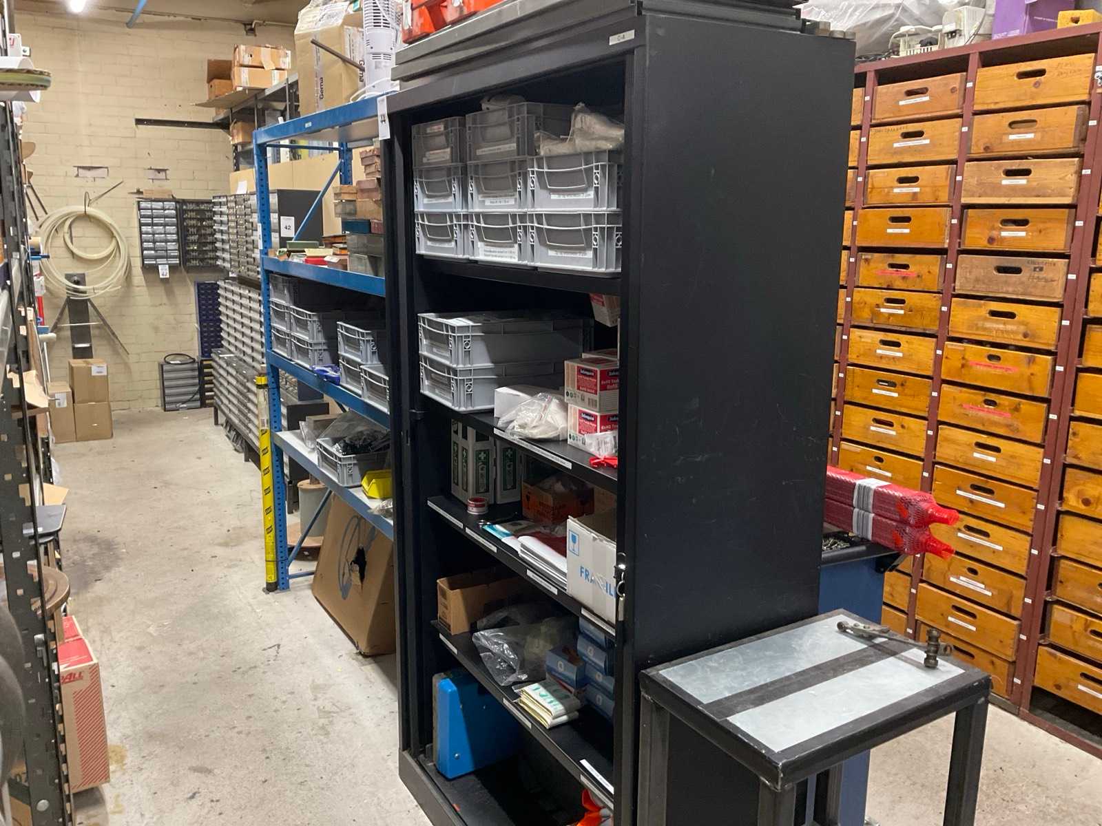 Cabinet with first aid items