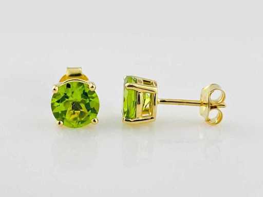 cercei galben din aur de 14 kt cu peridot de 2,62 ct