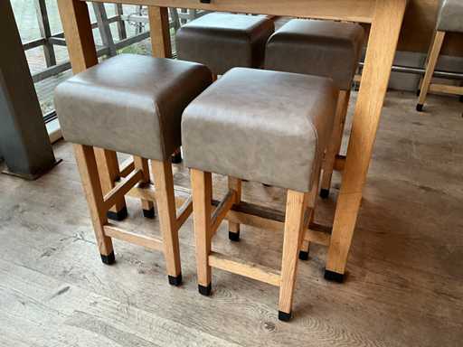 Hutten - Barkruk met lederen zitting (4x)