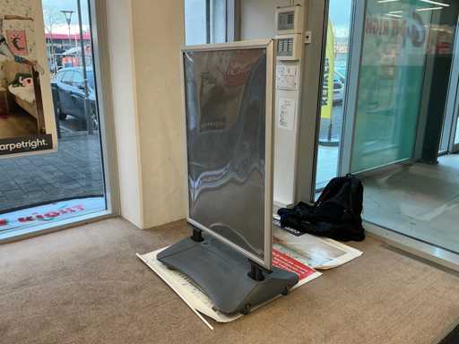 Sidewalk sign with 1 flag