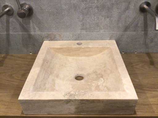 Naturstein-Travertin-Beige Waschbecken 45x46x10 cm