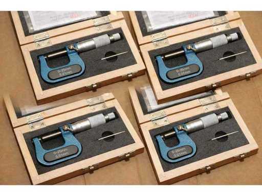 FREUTEK SDM0049 4x mikrometry zewnętrzne 0-25mm x 0,01