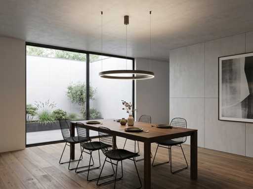 Duora Zand Zwart Hanglamp 80cm 50W LED CCT 3 Kleur & 3 Stappen Dimmen(1x)