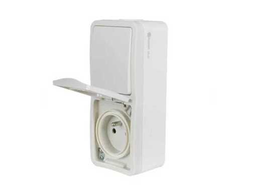 DEBFLEX - LEXMAN - IP54 EXTREEM WIT - 730503 - Swing switch + binnen/buiten verticale waterdichte socket nooit gebruikt (1000x)