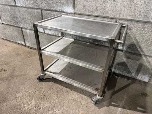 Stainless steel serving trolley