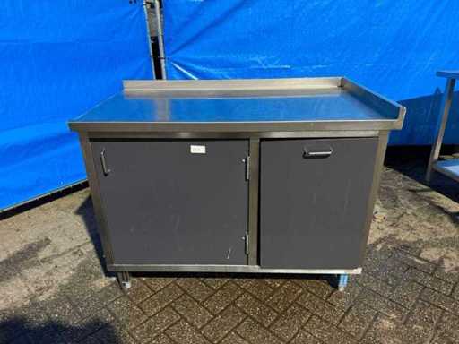 Stainless steel work table with trespa 123cm