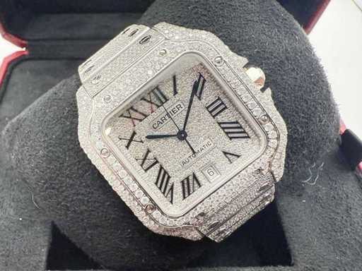 Cartier Santos | WSSA0018 | Steel Diamonds Arabic Dial | Full ICED out with natural diamonds | 2024