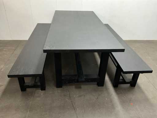 Eetkamertafel 200x90x75 cm met banken 