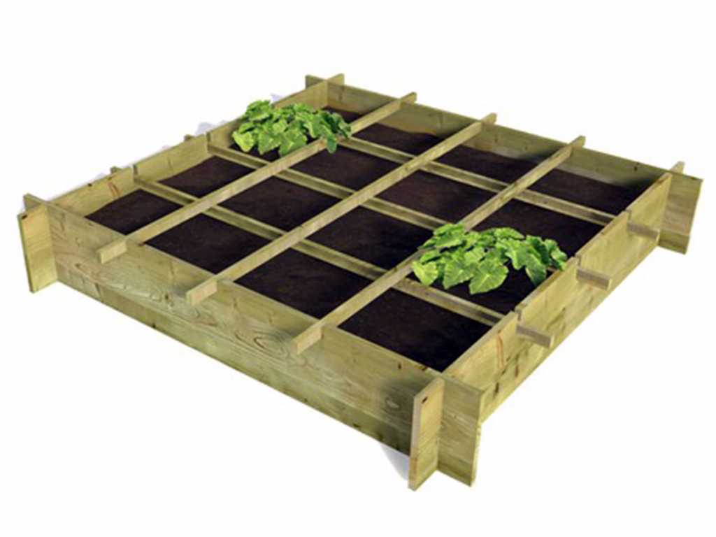 Gemüse-Gartenkiste mit Bodendecker 120x120x18 cm (4x)