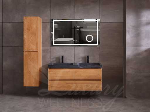 Meuble de salle de bain en chêne Mawialux 120cm (chêne naturel) - sans meuble suspendu