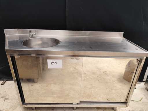 Table d’évier en acier inoxydable avec meuble