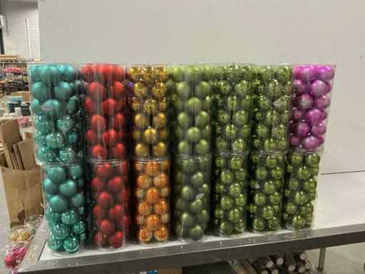 Série de différentes boules de Noël D7cm 24/tube incassable et sans couture (56 tubes)