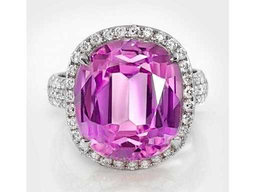 Inel de lux Kunzite natural purp-roz 14,68 carate
