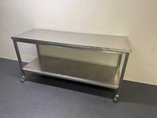 Tavolo da lavoro mobile in acciaio inox