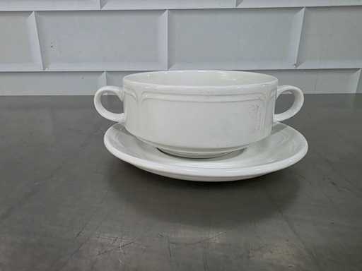 Continental - Bol à soupe en porcelaine avec soucoupe (75x)