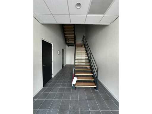 Steel staircase with wooden steps