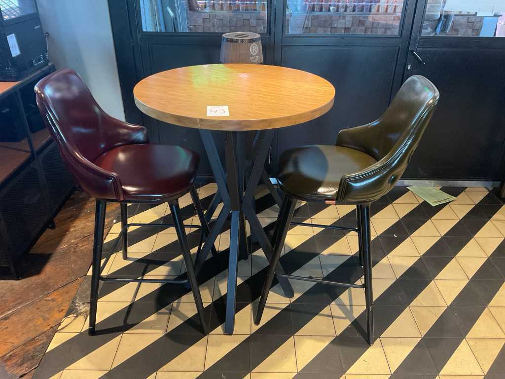 Bar table with 2 bar stools (2x)