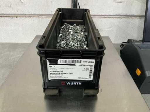 Würth 6.13 kg Zeskant moer met geribbelde flens M8 in stapelbare bak