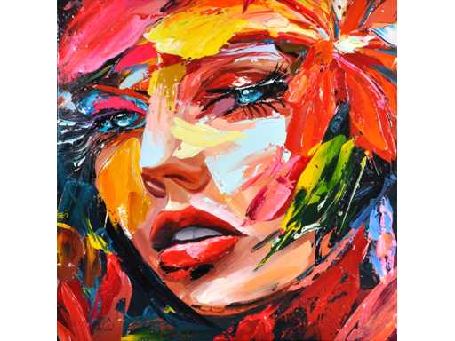 Loîc Tuhal - Visage - oil on canvas - 100x100 cm