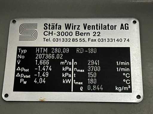 Stäfa wirz fan - HTM315.10 RD270 - Industrial centrifugal fan