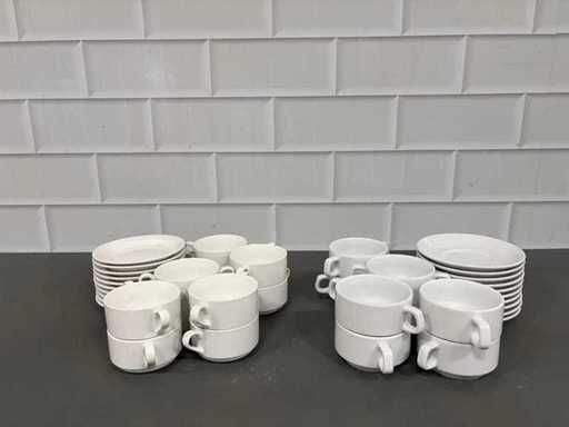 Porcelanowa miska na zupę z talerzem (18x)