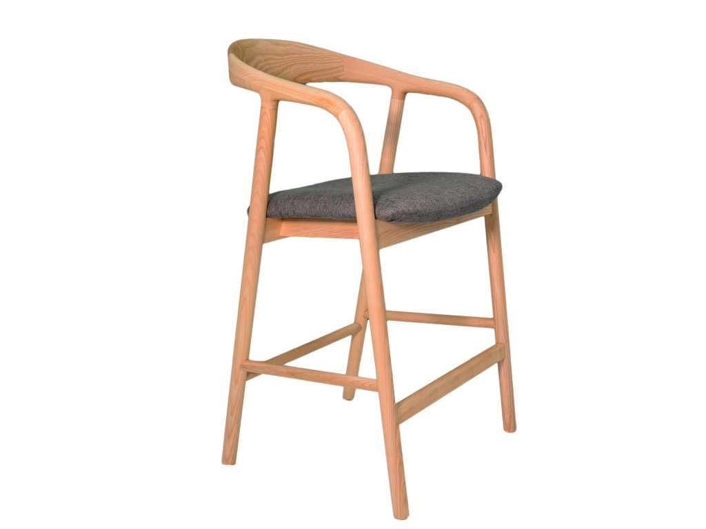 Lot of 2 DOMINIQUE bar stools in solid wood