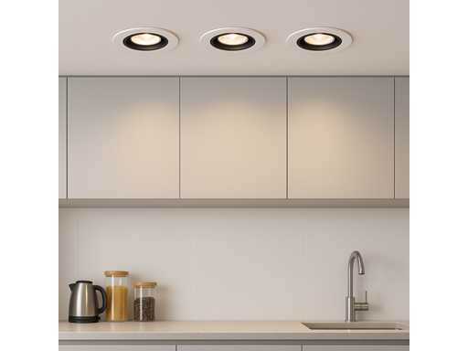 Lumière encastrée GU10 – Rotative – Ronde – Noir/Blanc – IP20 (x50)