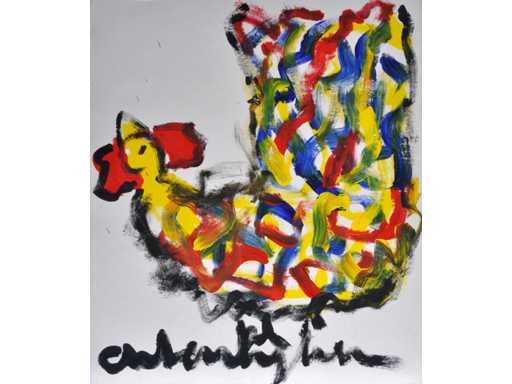 Anton Heyboer - Kip - Acryl op papier