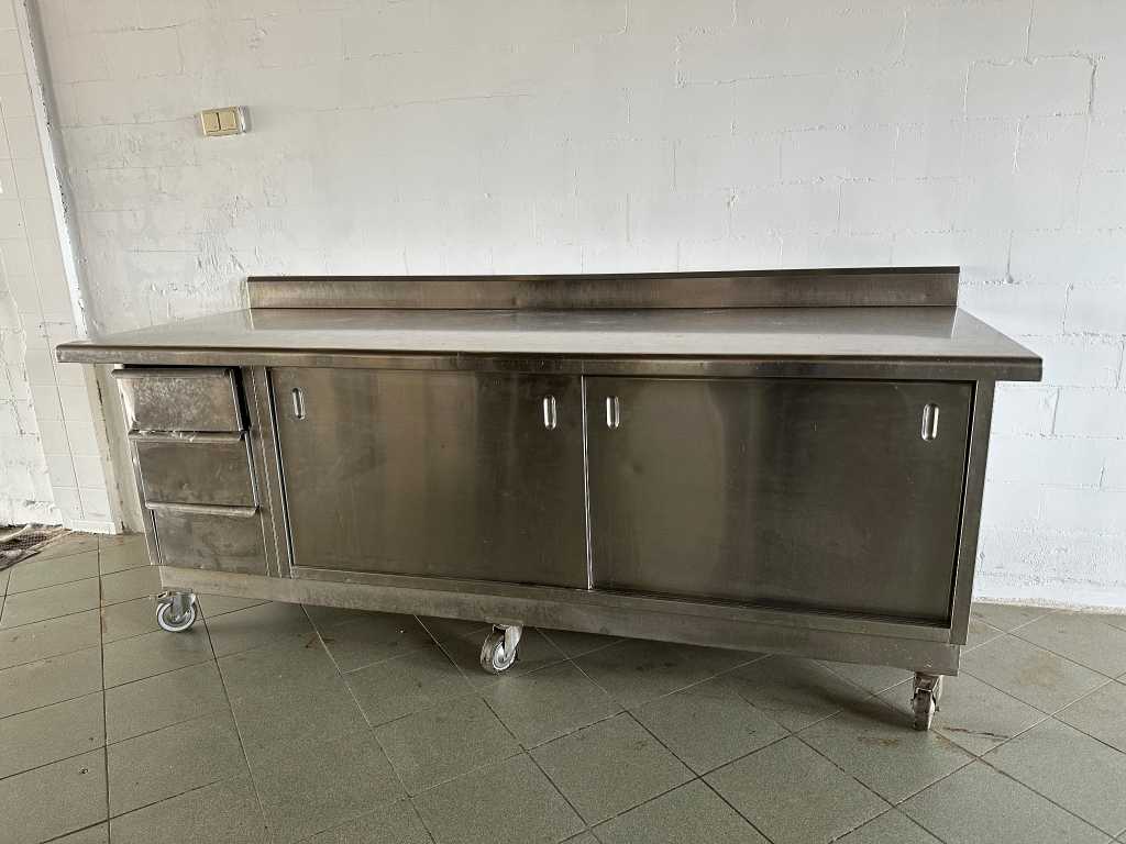 Officine Bano - Mobile stainless steel workbench with base cabinet