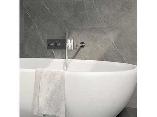 Robinet de bain intégré moderne avec douche à main – Chrome – Système intégré complet