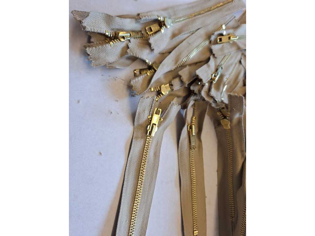 50 pieces zippers YKK 14cm metal beige