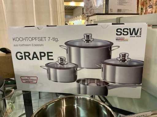 Set di pentole da cucina SSW Grape da 7 pezzi