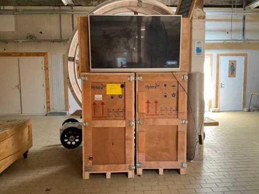 Television (Philips) arrangement of Wooden transport crates