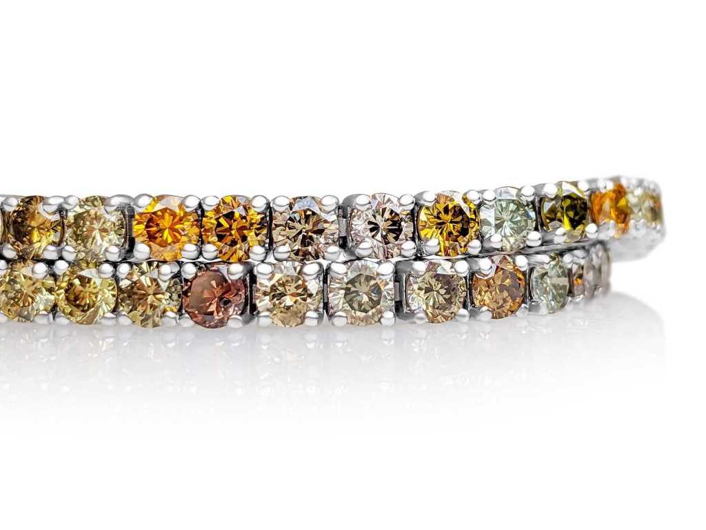 Luxury Tennis Bracelet Natural Diamonds Fancy Mix Color Rare of 5.78 carat